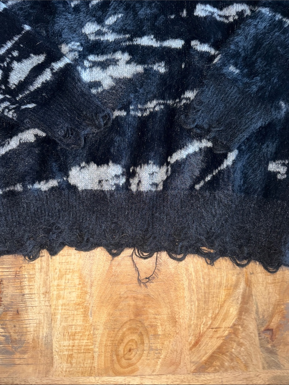 Cider Black and Gray Fuzzy V-Neck Sweater - Picture 2 of 4